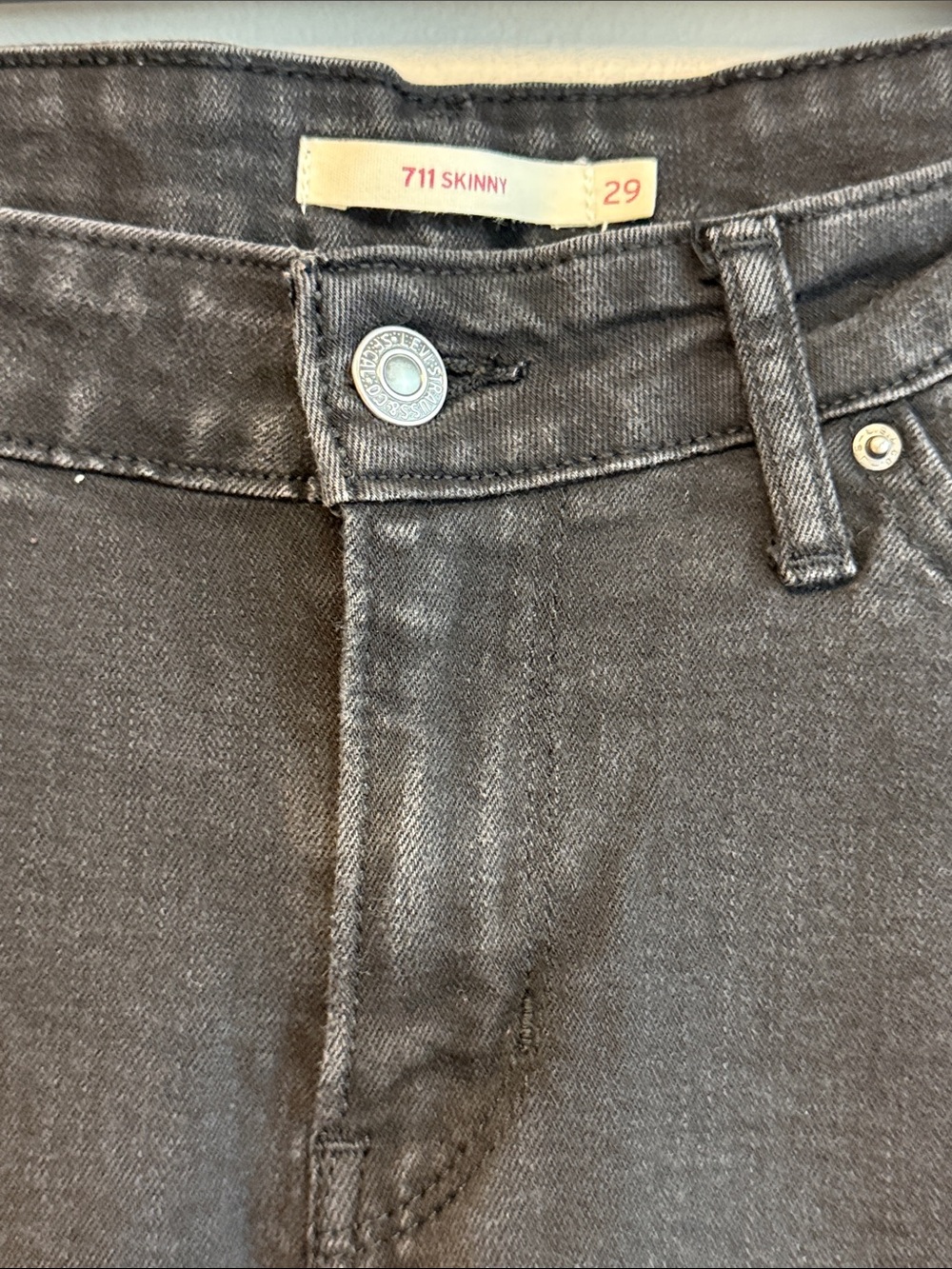 Levi's 711 Skinny Jeans Women's 29 Black Mid Rise Stretch Denim Ankle Crop - Picture 4 of 6